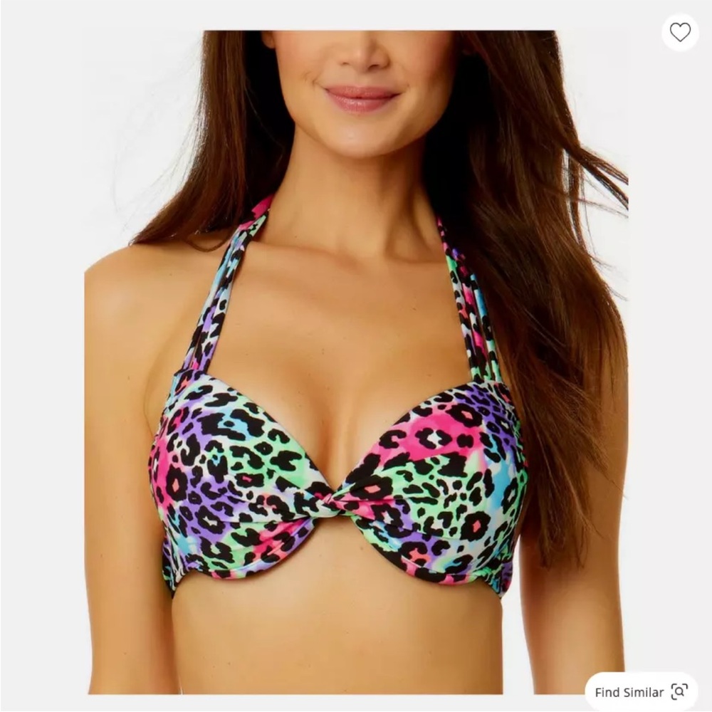 Salt + Cove Colorful Animal Print Bikini Top Size M Juniors Push Up NWT